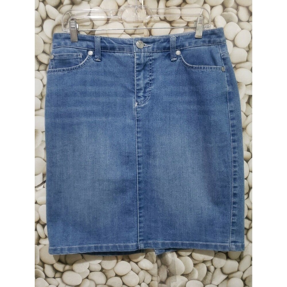 Vintage America Skirt Womens Size 8 Denim Blue Stretch Mini Skirt Cotton Spandex
